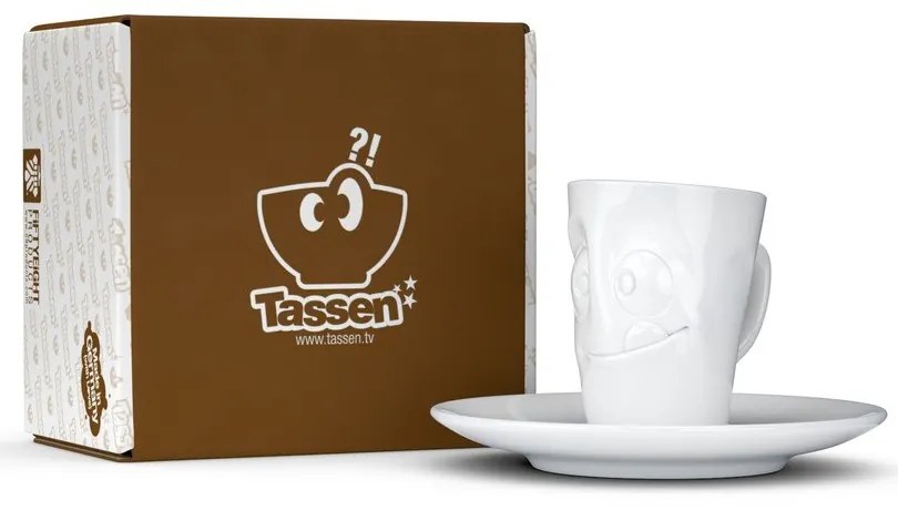 Fehér 'huncut' porcelán csésze és alátét, 80 ml - 58products