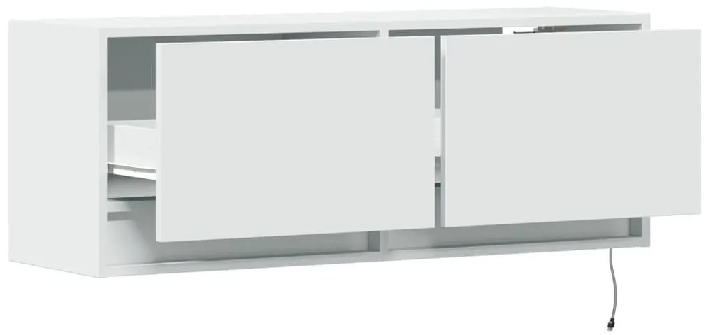fehér falra szerelhető TV-szekrény LED-lámpákkal 100x31x35 cm