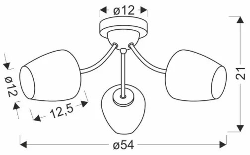Felületre szerelhető csillár ZINA 3xE27/40W/230V réz/fehér