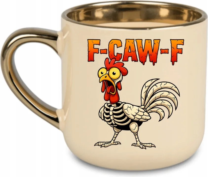 Elegáns bögre „f-caw-f” Arany fül, Humor Premium 400 Krém