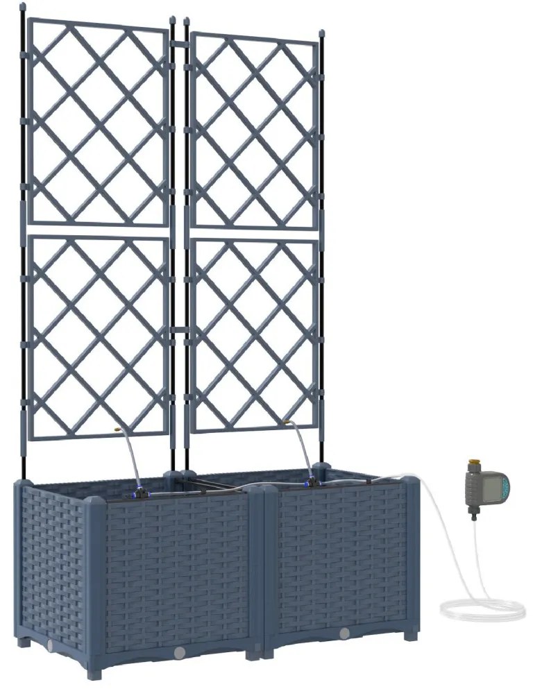 Kerti ültetők Szürke 80 x 40 x 142 cm Acél