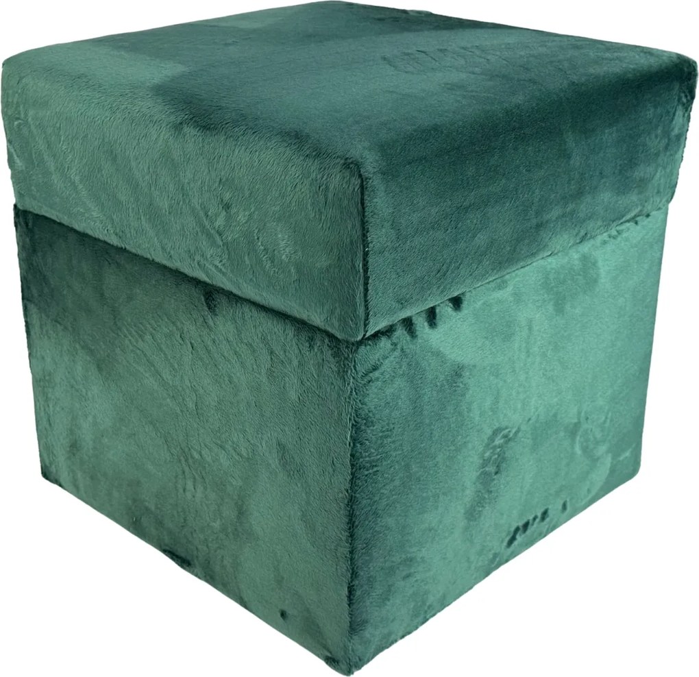 Négyzet alakú nyitható puff velvet minky szín sötét zöld