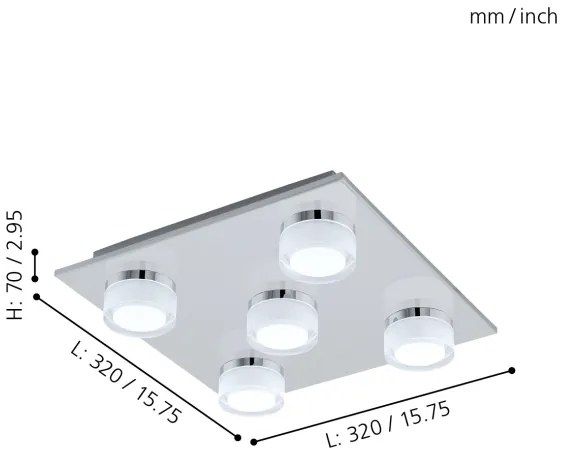 Eglo 96544- LED Dimmelhető fürdőszobai lámpa ROMENDO 5xLED/5,4W/ IP44