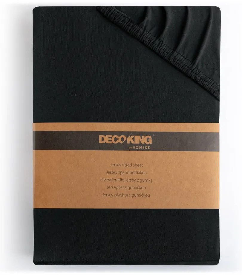 Fekete gumis jersey lepedő 140x200 cm Amber – Restilo