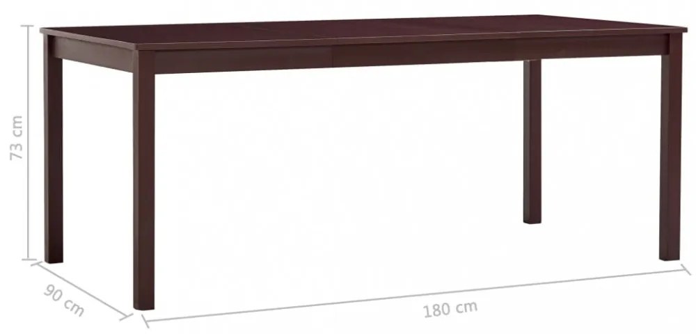 sötétbarna fenyőfa étkezőasztal 180 x 90 x 73 cm