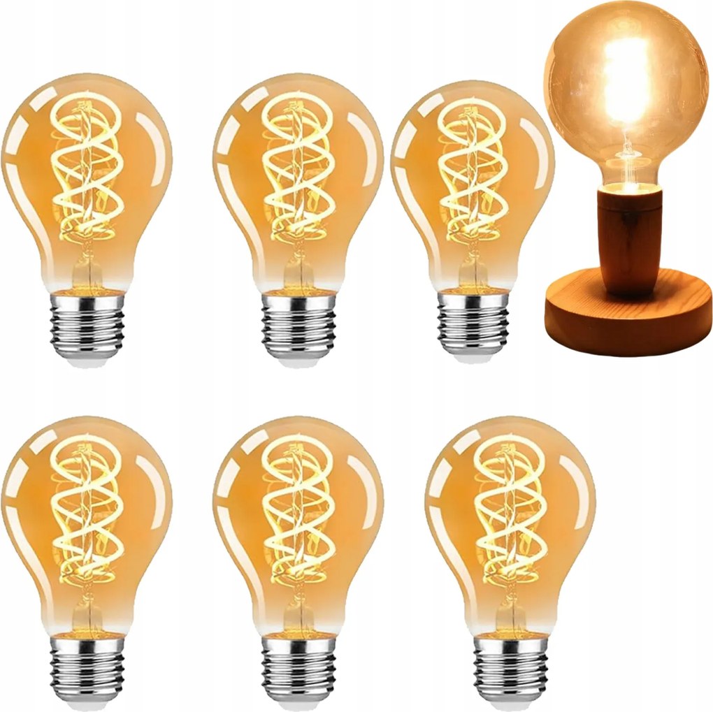 6 db-os Led izzó szett E27 Filament 4W Edison Dekoratív Meleg fehér
