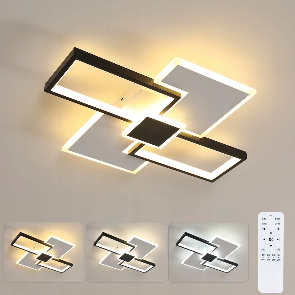 Lampa Sufitowa Led Czarna Wisząca Biala Do Salonu Ściemnialna Z Pilotem 37W