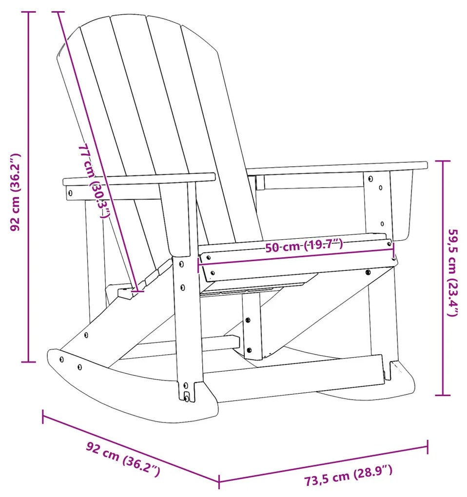 Adirondack hintaszék Világosszürke 73.5x92x90 cm HDPE