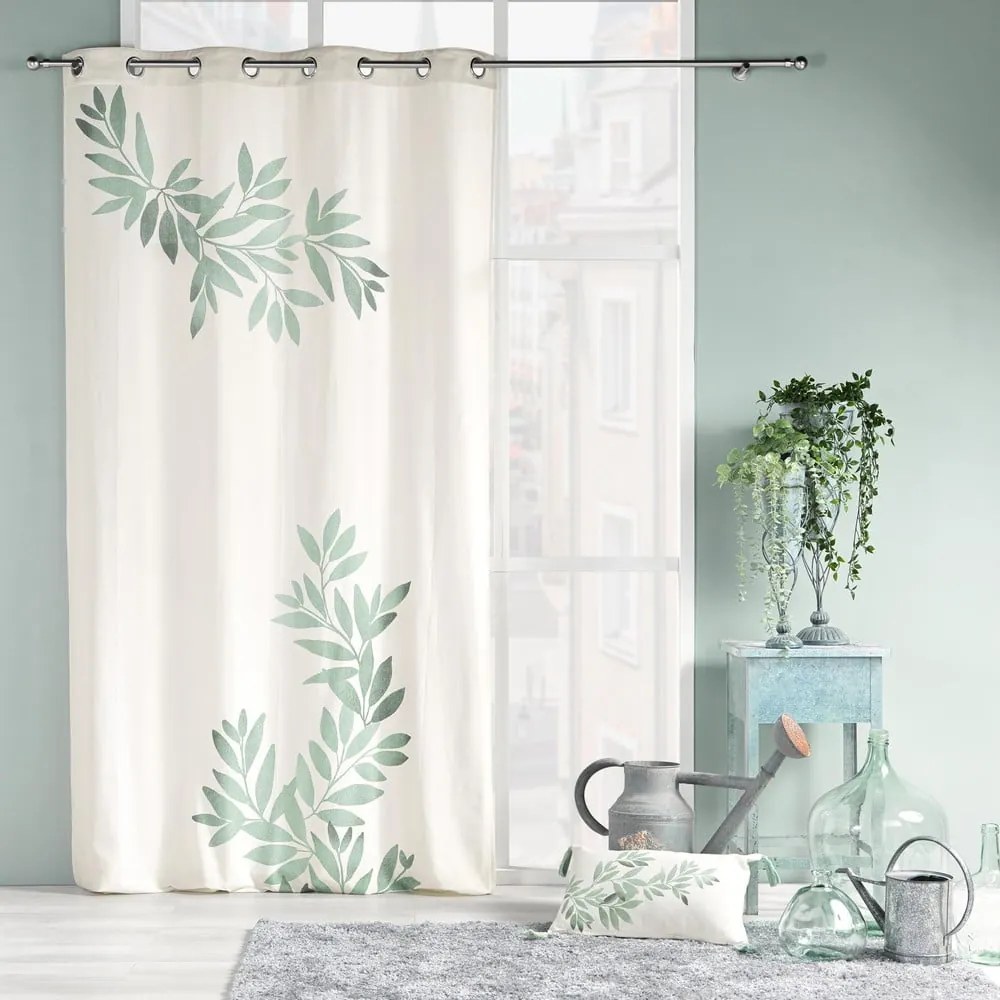 Fehér-zöld függöny 140x260 cm Nymphea – douceur d'intérieur
