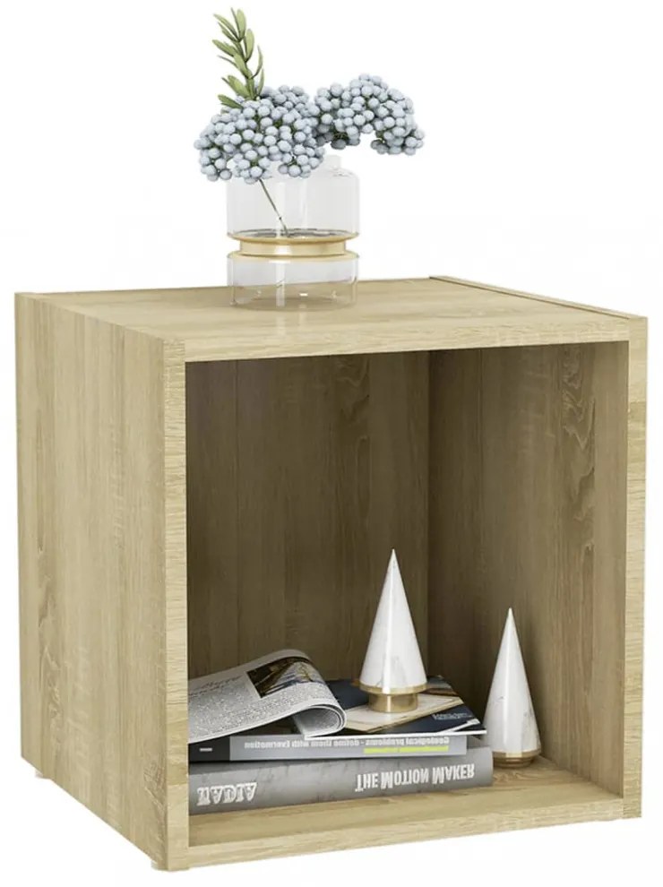 4 db sonoma tölgy színű szerelt fa TV-szekrény 37 x 35 x 37 cm