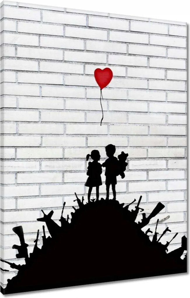 Vászonkép 60x80 Banksy Hegyi fegyver léggömb
