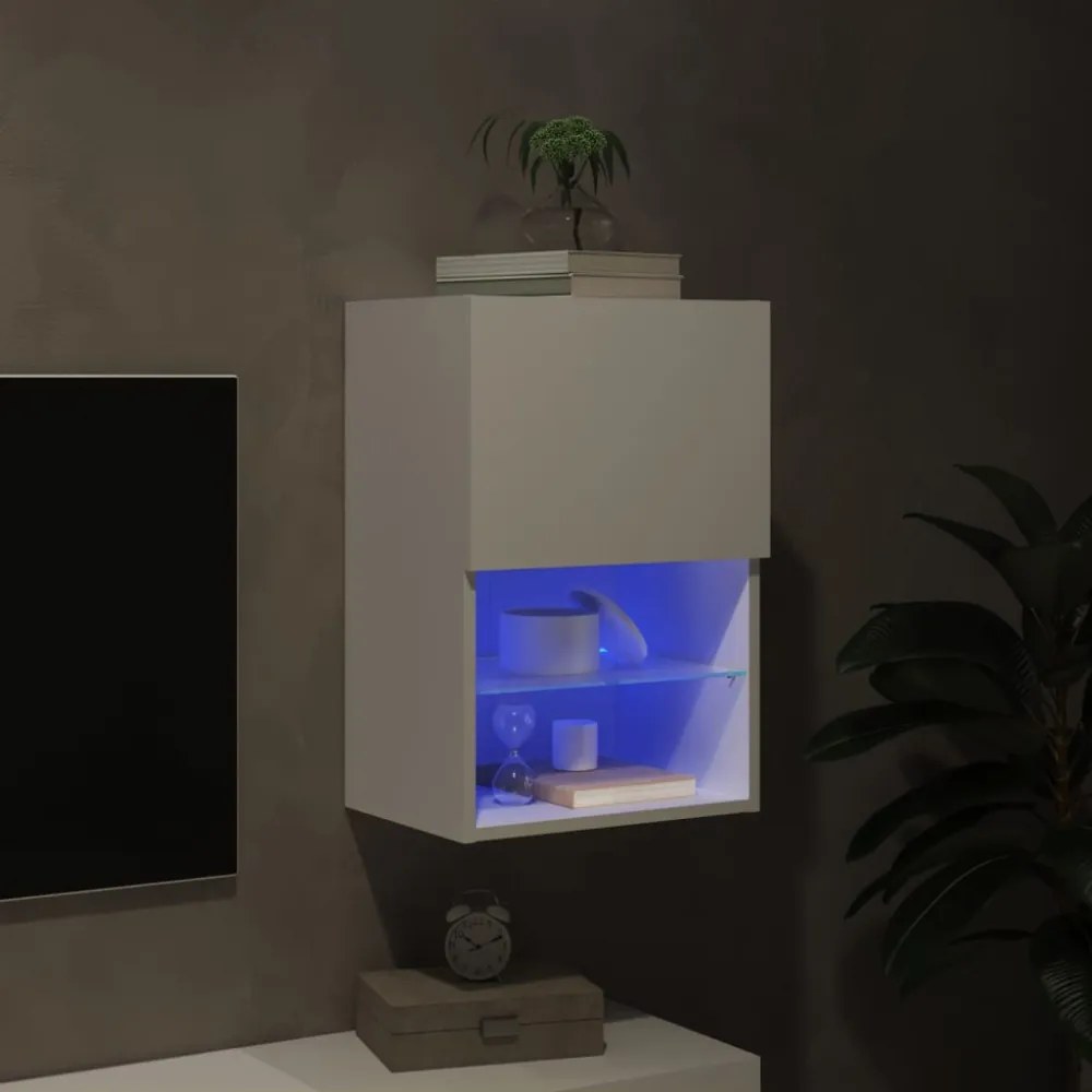 fehér TV-szekrény LED-lámpákkal 40,5x30x60 cm