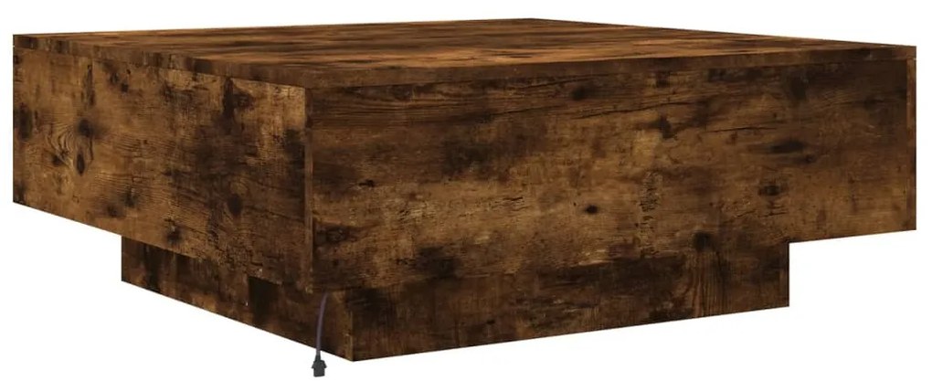 füstös tölgy színű dohányzóasztal LED-lámpákkal 80 x 8 0x 31 cm