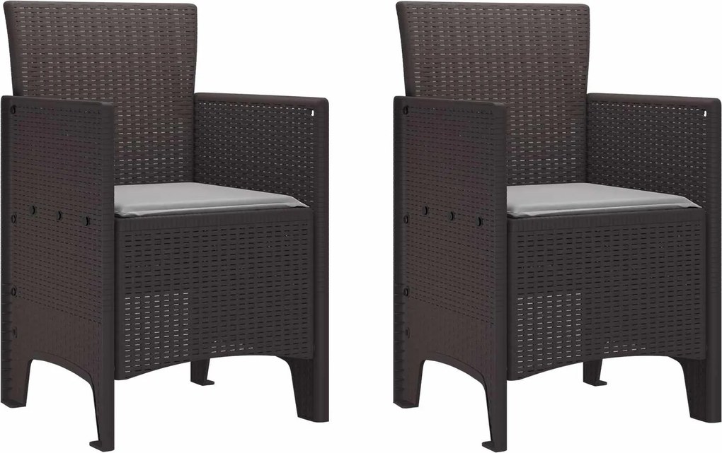 vidaXL Kerti Szék párnával 2 pcs Barna 53 x 49 x 85 cm Polipropilén