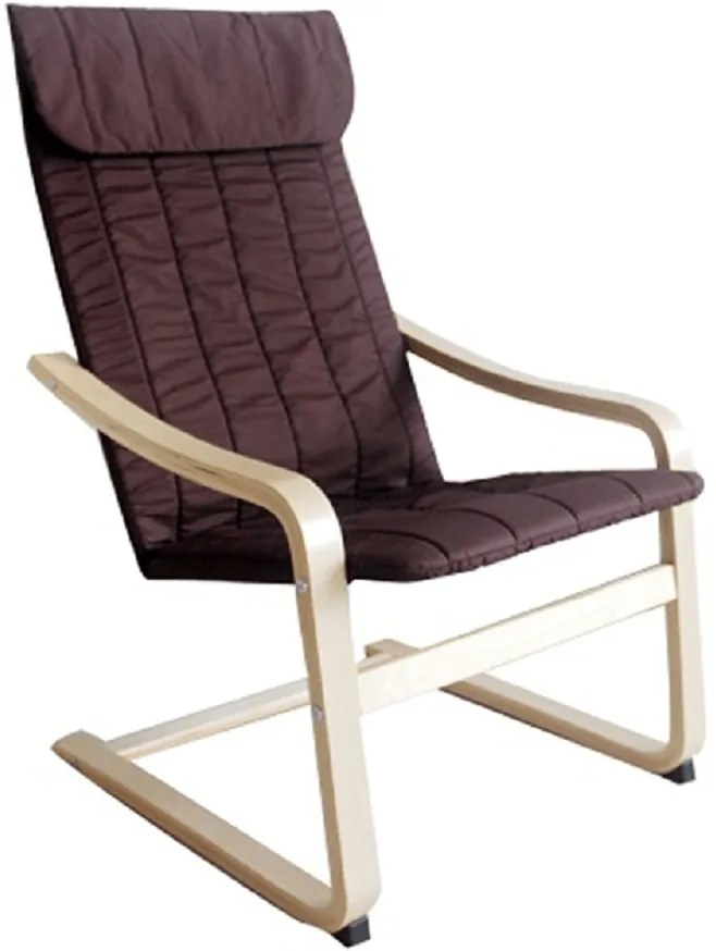 Pihentető fotel, nyírfa/barna anyag,TORSTEN