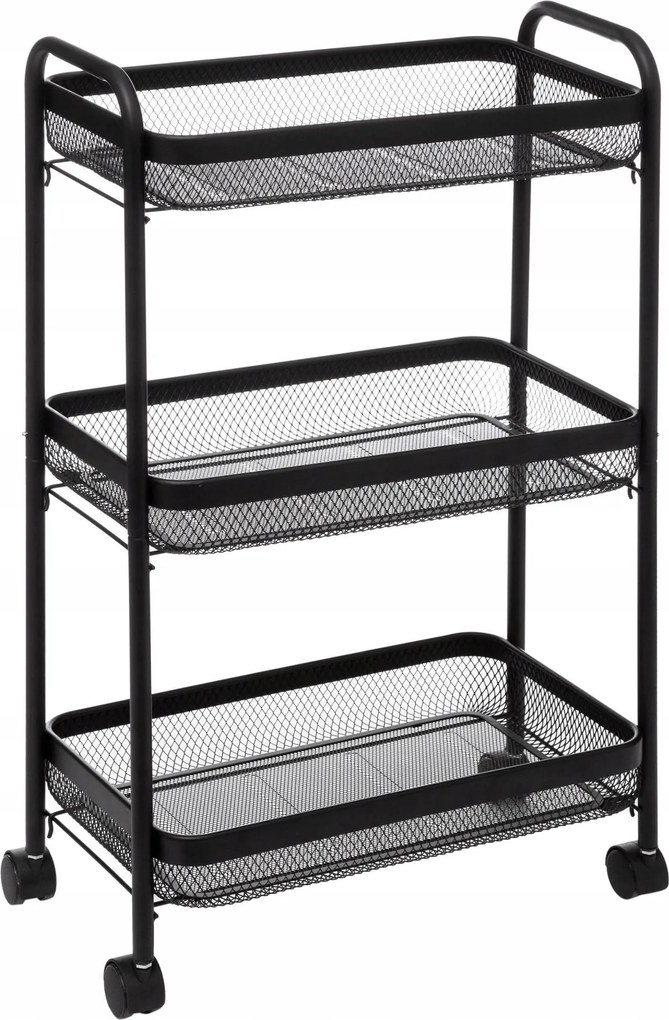 Mobil Konyhai Babakocsi 3 polcos fekete fém