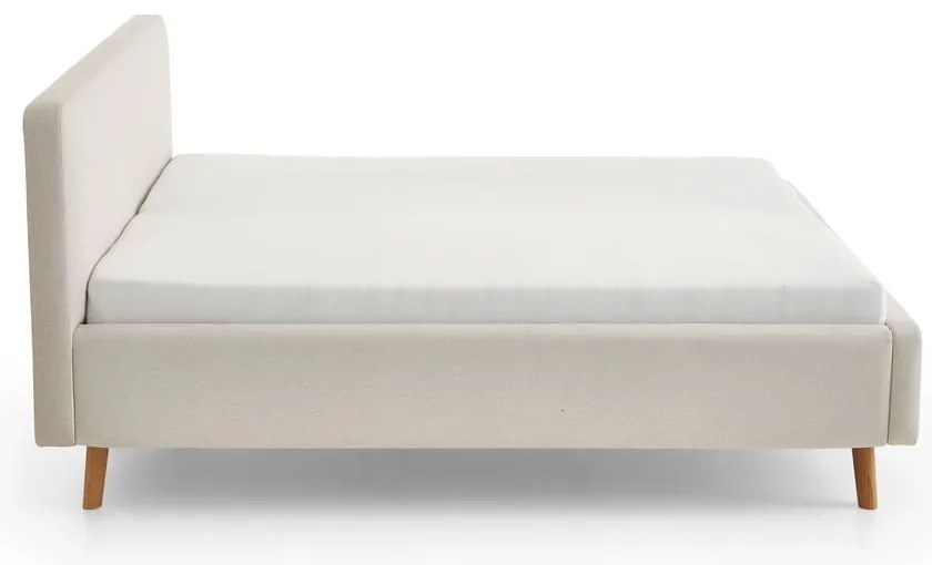 Krémszínű kárpitozott ágyneműtartós franciaágy ágyráccsal 160x200 cm Mattis – Meise Möbel