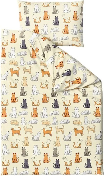 COLORED CATS PURE pamut krémszínű ágyneműhuzat Ágyneműhuzat mérete: 70 x 90 cm | 140 x 200 cm