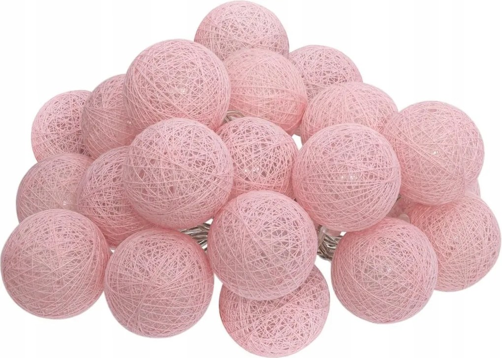 Girlanda Cotton Balls 20 Led lámpa rózsaszín 435 cm