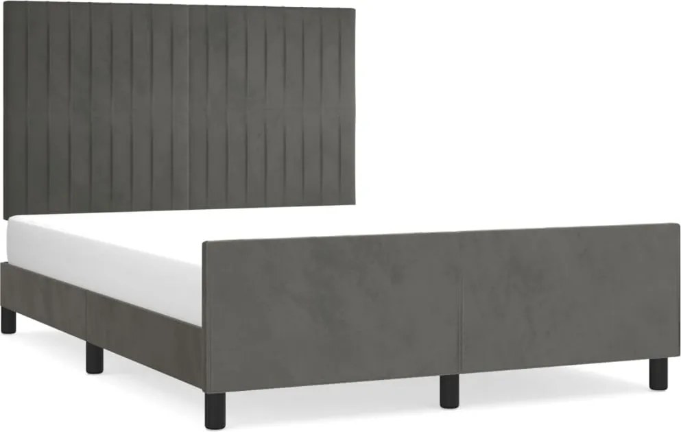 vidaXL sötétszürke bársony ágykeret matrac nélkül 140 x 190 cm