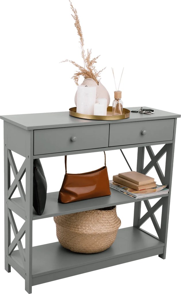 Konzolasztal, szürke, LOMIR