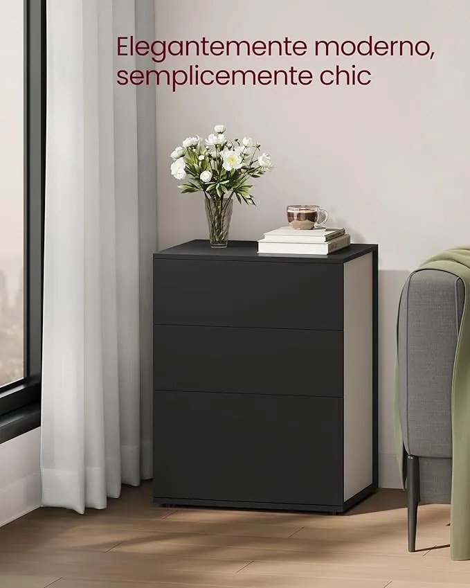 VASAGLE éjjeliszekrény, szupergyors, szerszám nélküli összeszerelés, 35 x 45 x 58,7 cm, tintafekete
