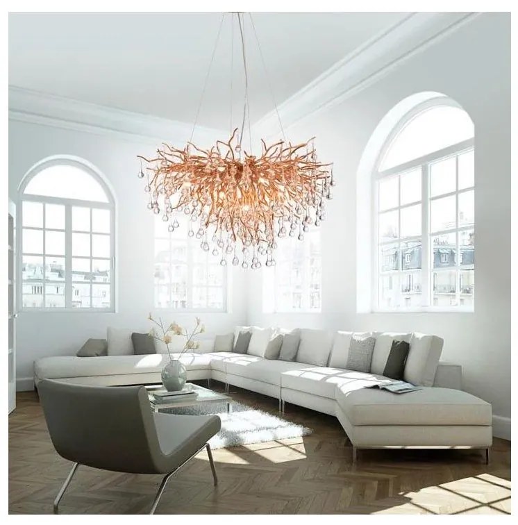 Paul Neuhaus 2192-11 - Csillár zsinóron ICICLE 10xG9/40W/230V 50x100 cm réz