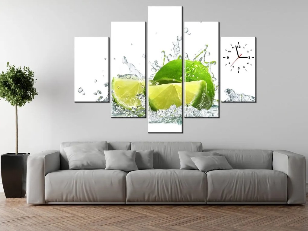 Gario Órás falikép Zöld lime - 5 részes Méret: 150 x 70 cm