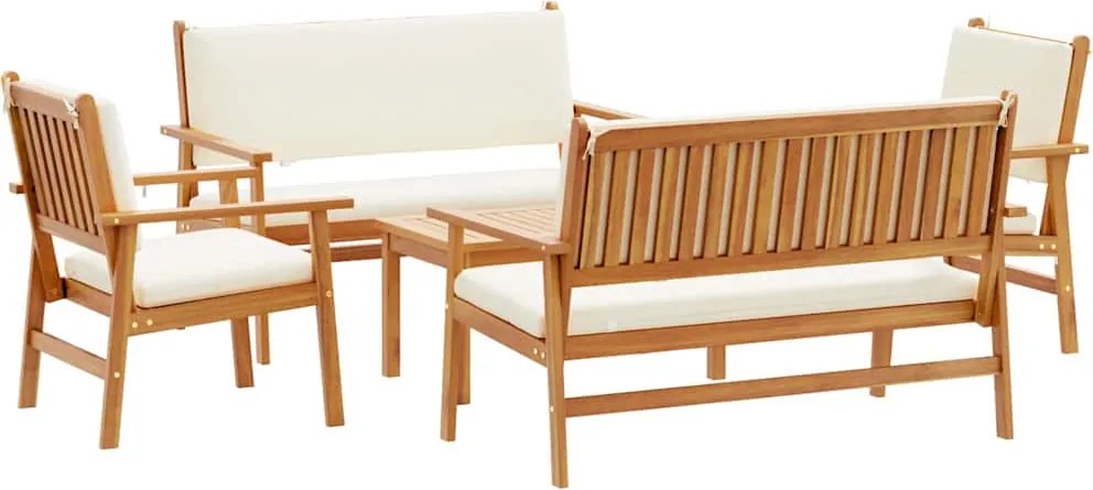 vidaXL Kerti Kanapé Szett 5 pcs Barna Tömör Akácfa