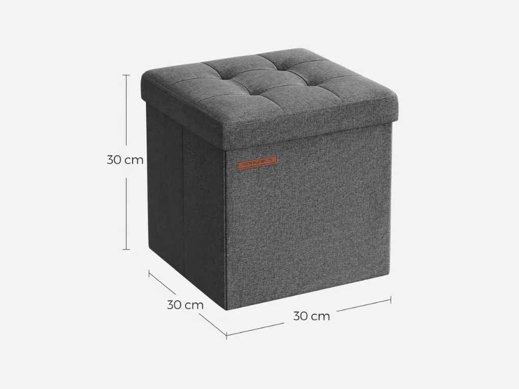 Összecsukható tárolós ülőke COZY CUBE 30x30 cm, sötétszürke