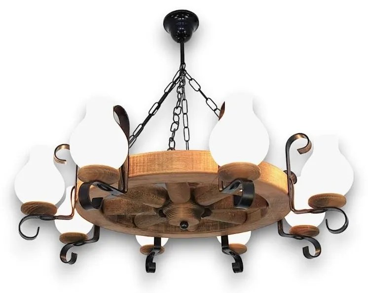 Brilagi - Csillár láncon ROATA 8xE14/40W/230V bükkfa