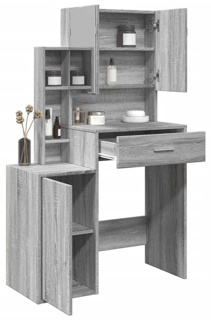 szürke sonoma színű fésülködőasztal szekrénnyel 80 x 35 x 132cm