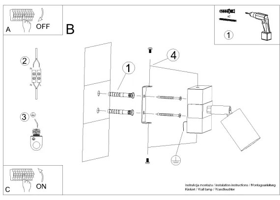 Sollux SL.1343 - Fali spotlámpa FAGER 1xGU10/10W/230V fekete
