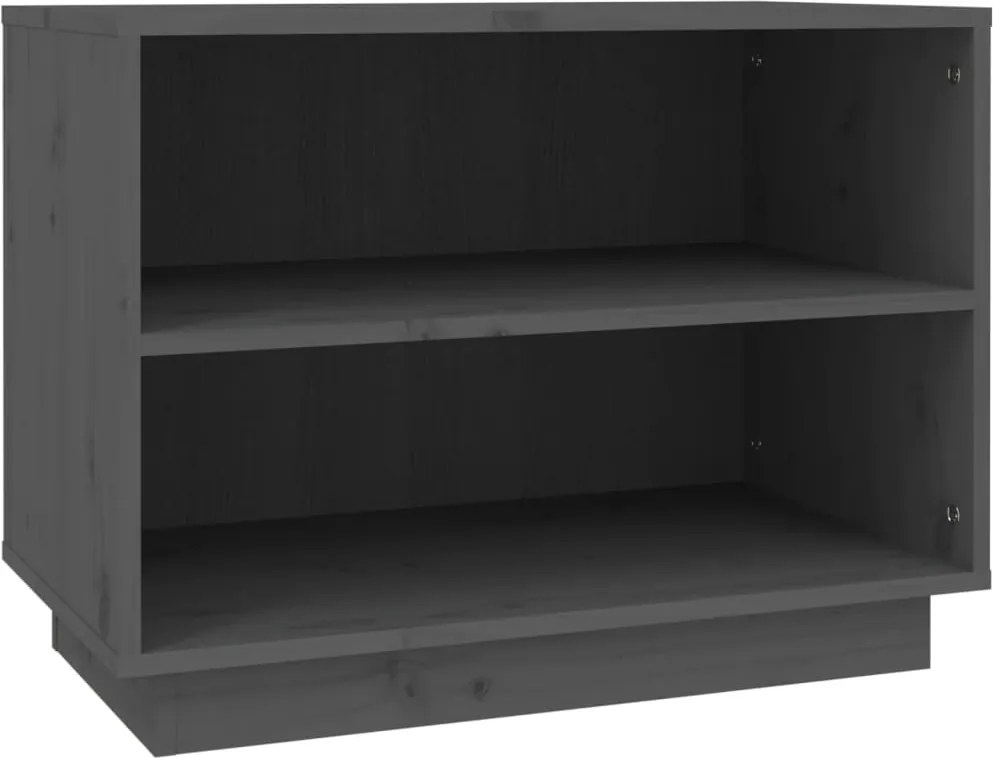 vidaXL szürke tömör fenyőfa cipősszekrény 60 x 34 x 45 cm