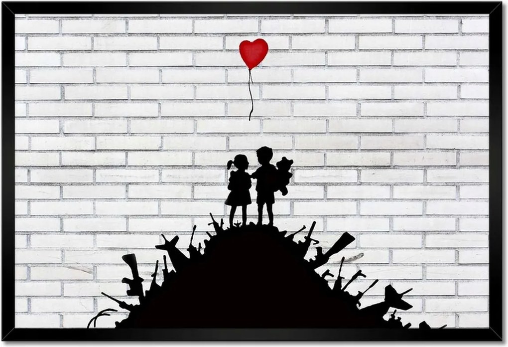 Poszterek keretben 60x40 Banksy Hegyi fegyver léggömb