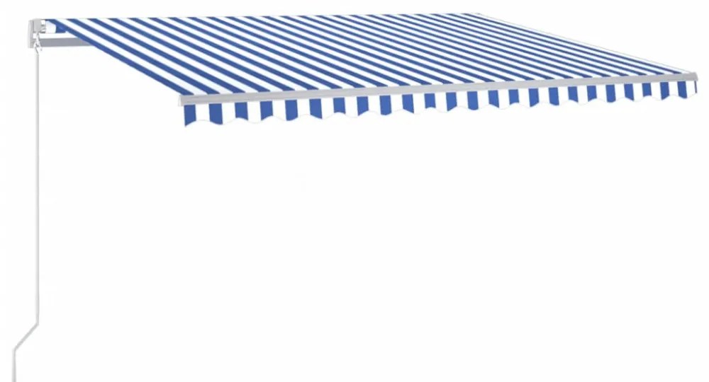 kék és fehér kézzel kihúzható napellenző 400 x 350 cm