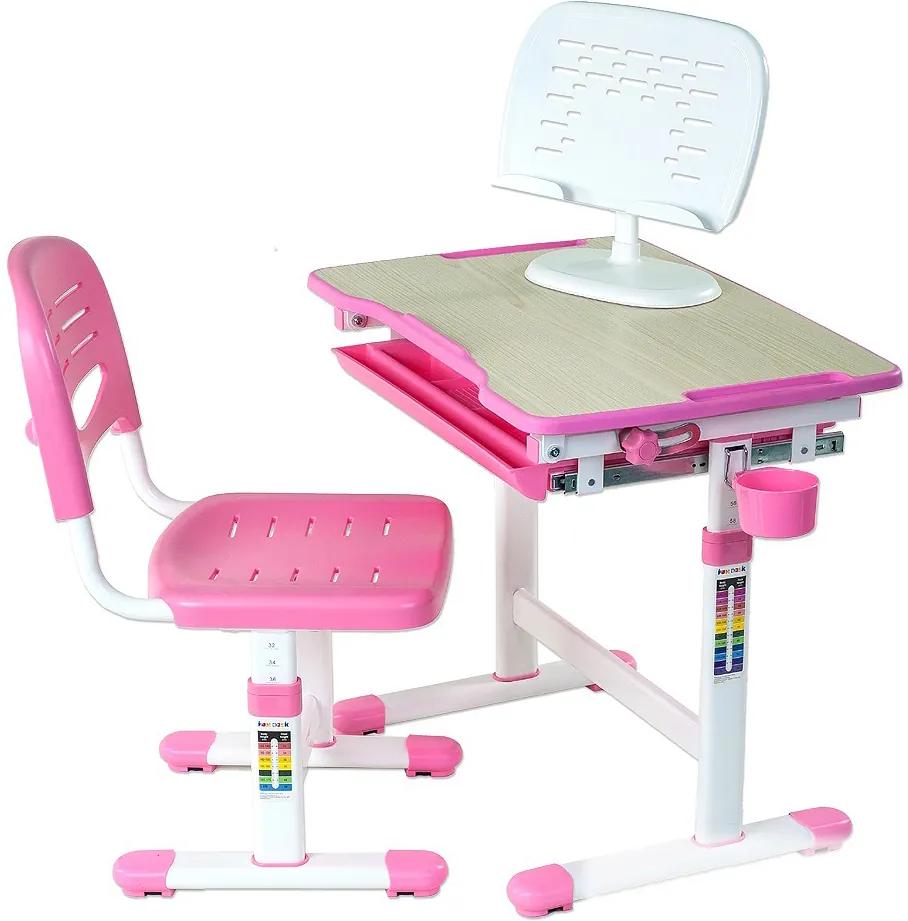 FD PIKOLO növekvő íróasztal székkel gyerekeknek - rózsaszín