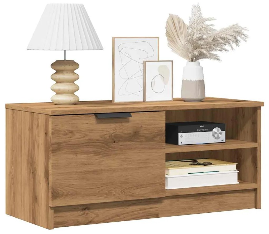 2 db barna tölgy színű szerelt fa TV-szekrény 80x35x36,5 cm