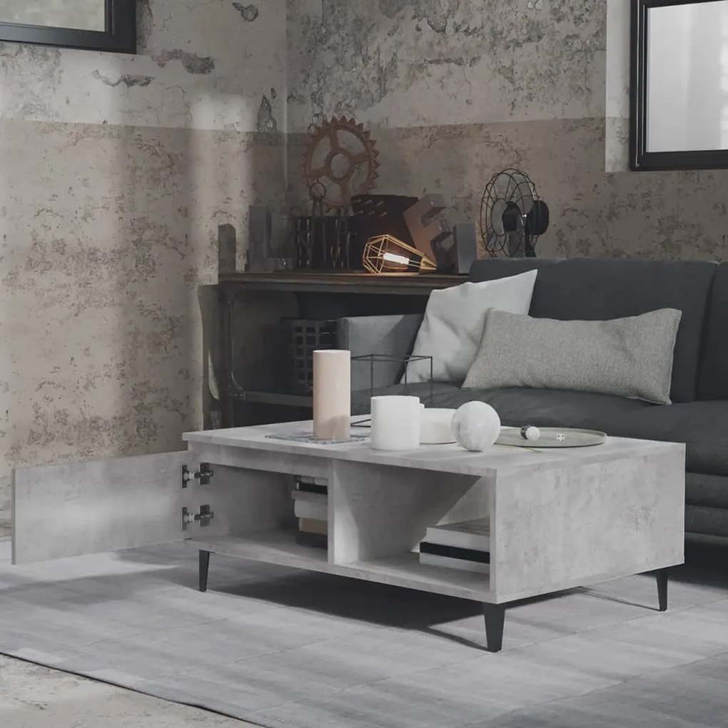 Betonszürke szerelt fa dohányzóasztal 90 x 60 x 35 cm