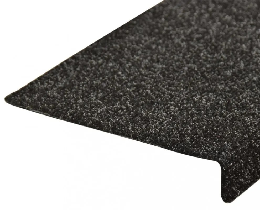 15 db öntapadós lépcsőszőnyeg, 65 x 21 x 4 cm, fekete, téglalap alakú széllel