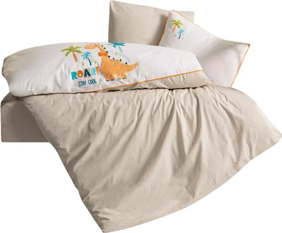 Bézs négyrészes pamut gyerek ágyneműhuzat babaágyhoz lepedővel 100x150 cm Kiddo – Mijolnir