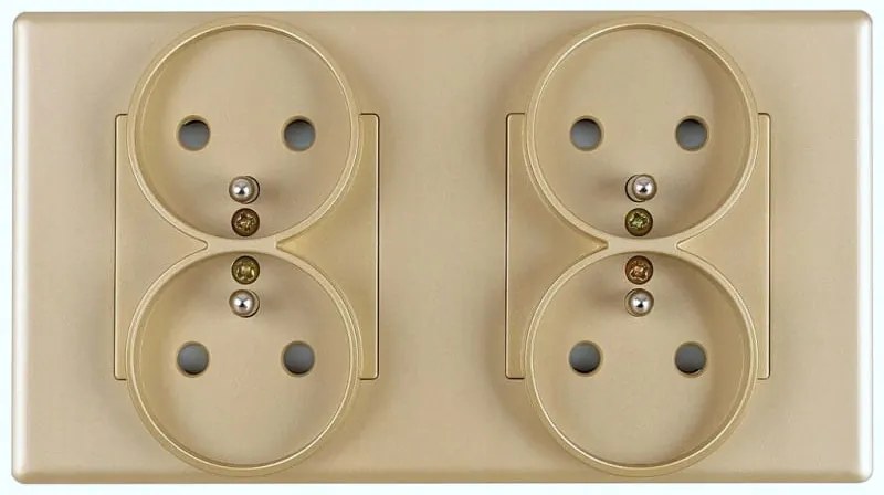 Kontakt Elektromos Aljzat Műanyag Keret Matt FI60 Dupla 2x2 Arany