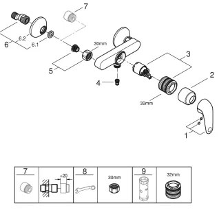 GROHE 24333001 - SWIFT DN 15 zuhanycsaptelep, fényes króm