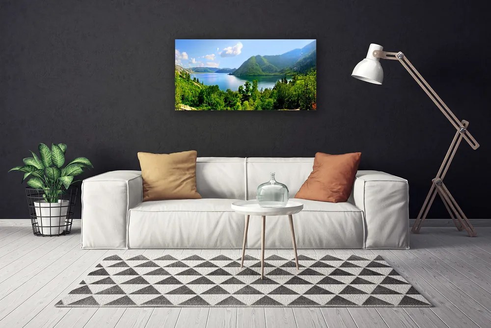Vászonkép falra Forest Lake hegyek táj 100x50 cm