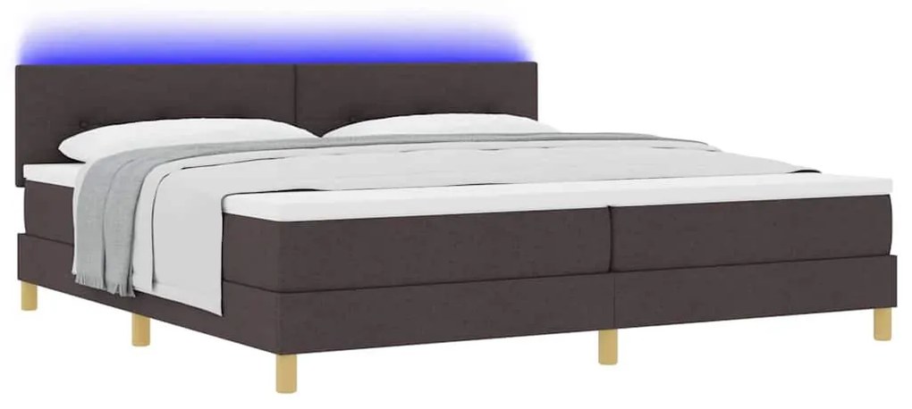 Boxrugós ágy matracmal sötétbarna 200 x 200 cm szövet