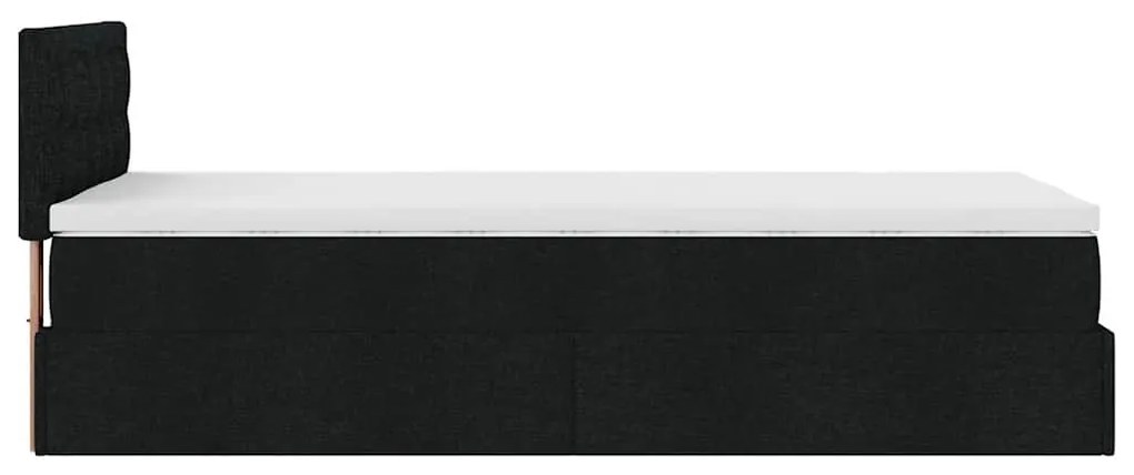 Ottomán ágy matraccal fekete 100x200 cm szövet