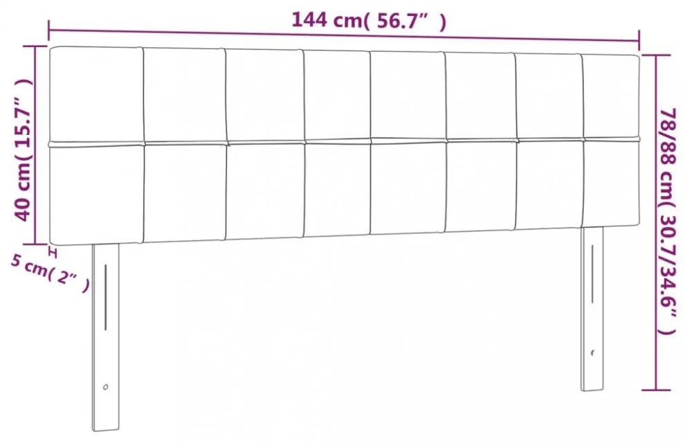 2 db sötétszürke szövet fejtámla 72 x 5 x 78/88 cm