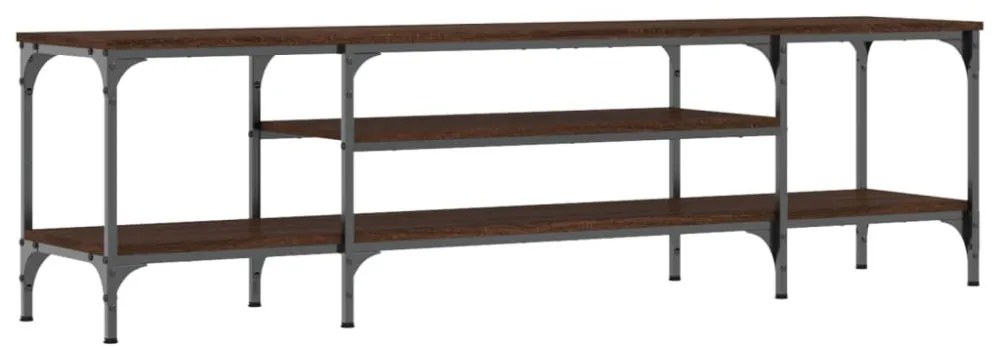 barna tölgyszínű szerelt fa és vas TV-szekrény 161x35x45 cm