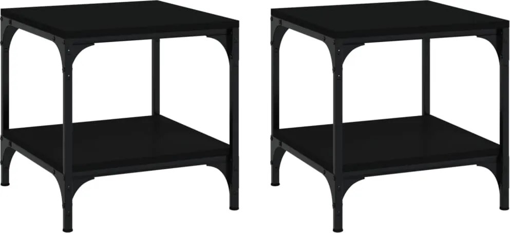 vidaXL 2 db fekete színű szerelt fa kisasztal 40 x 40 x 40 cm