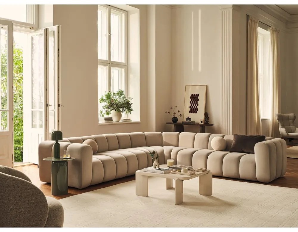 Bézs zsenília moduláris sarokkanapé Lupine – Micadoni